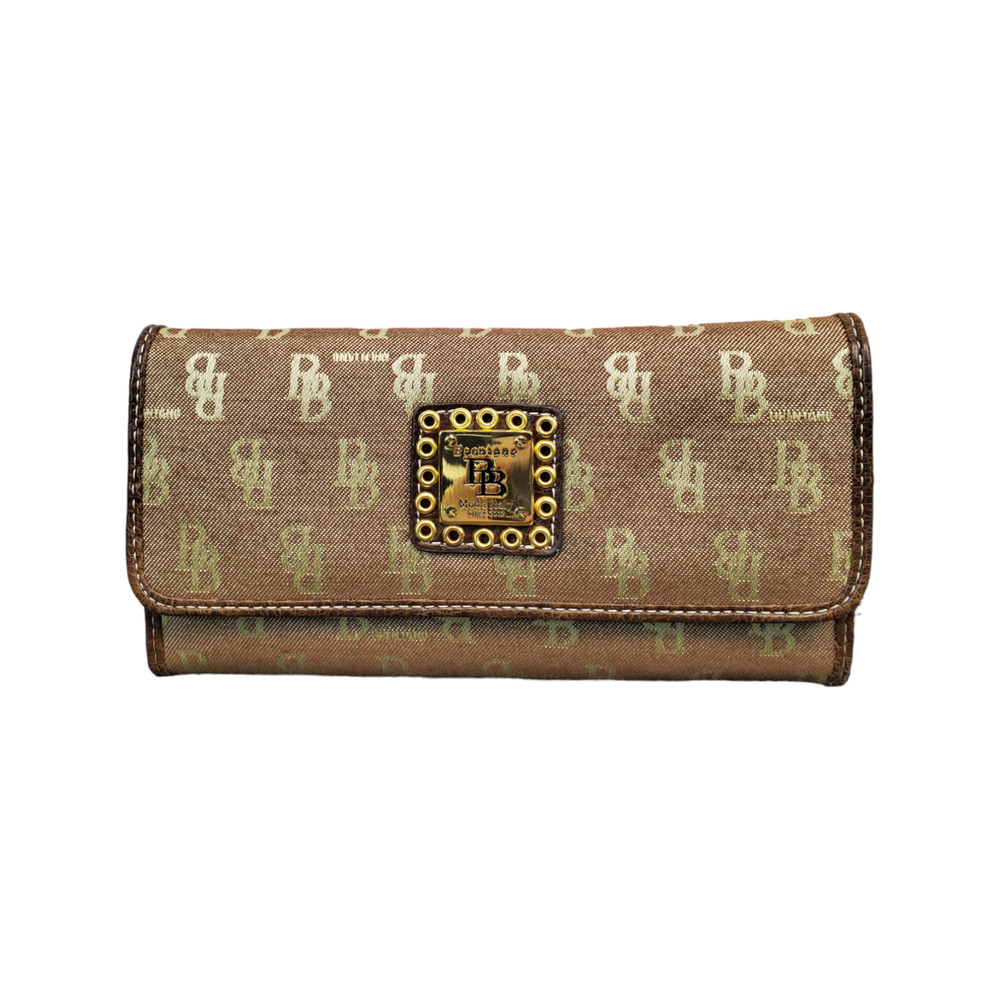 Brentano Trifold Wallet Womens Brown Leather Credit Card Holder Signature Logo‎